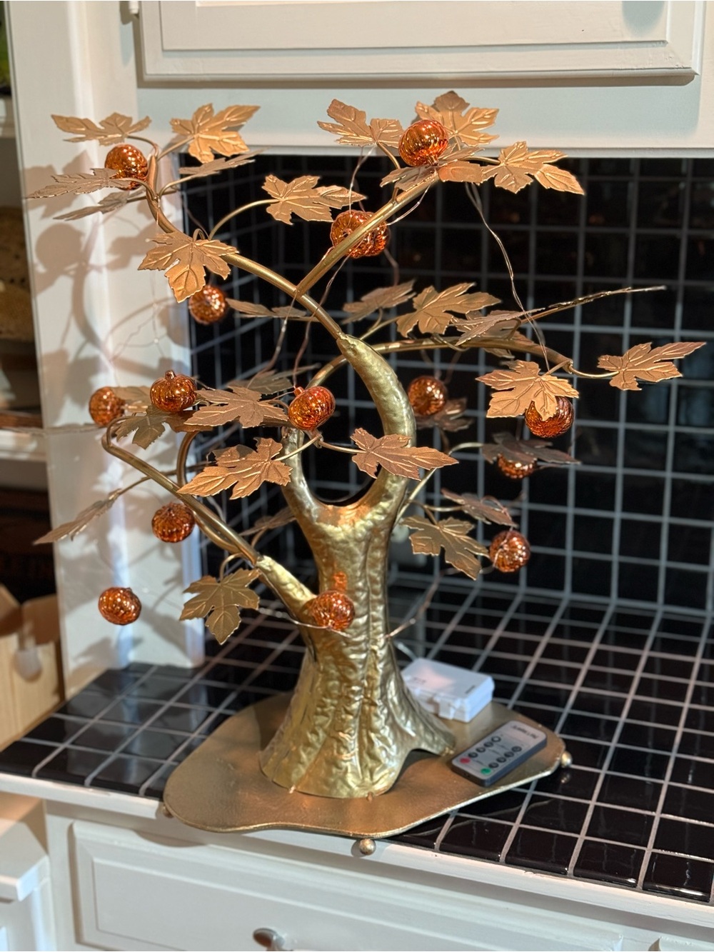 Gold Metal Decorative Tree with Lights